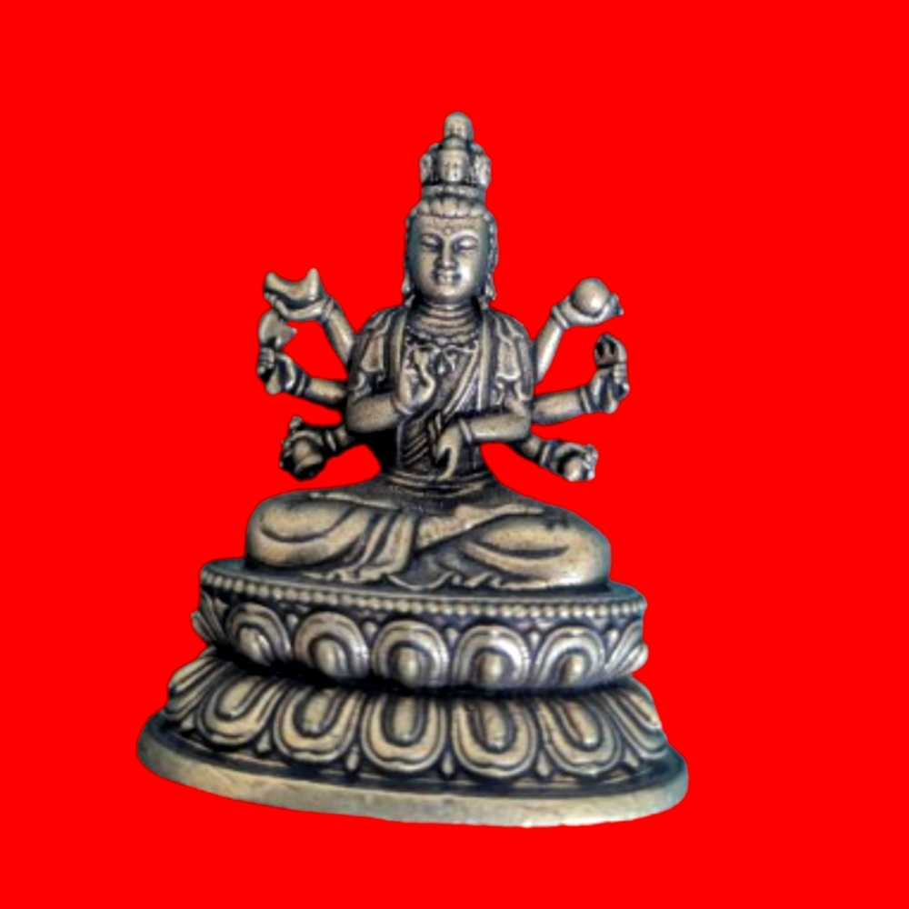 Elegant Brass Avalokiteśvara Statue